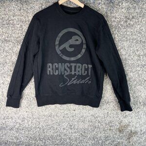 RCNSTRCT Studio Sweatshirt Mens Small‎ Black Crewneck Pullover Graphic Logo